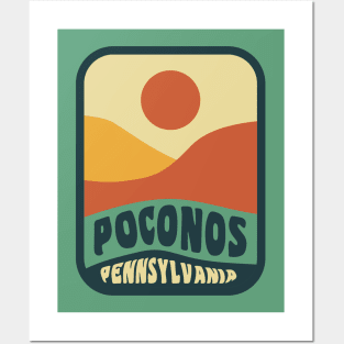 Pocono Mountains Pennsylvania Retro Sunset Badge Posters and Art